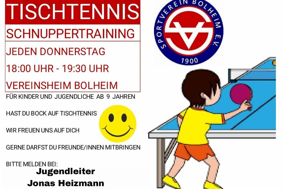 Tischtennis Schnupperkurs in Bolheim