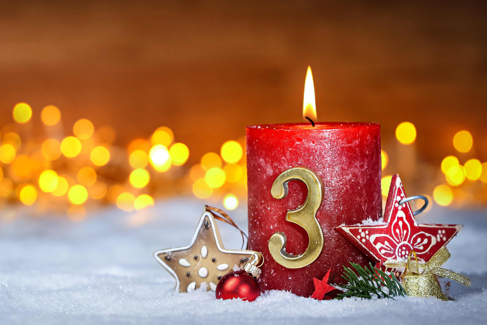 ADVENT, ADVENT, EIN LICHTLEIN BRENNT: Am kommenden Sonntag, 17. Dezember wird die dritte Kerze angezündet