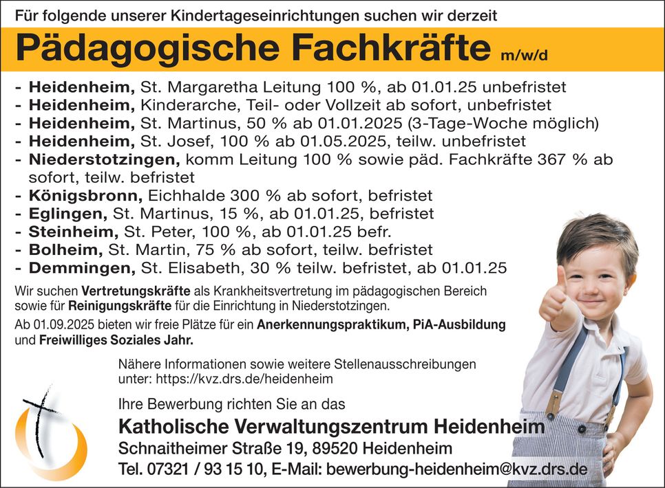 Pädagogische Fachkräfte m/w/d