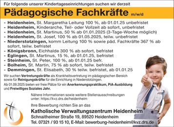 Pädagogische Fachkräfte m/w/d