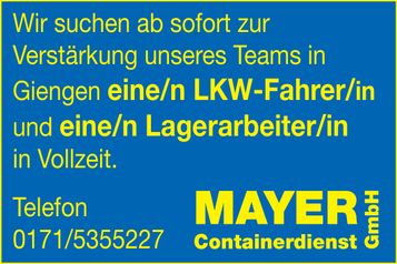 LKW-Fahrer/in und Lagerarbeiter/in