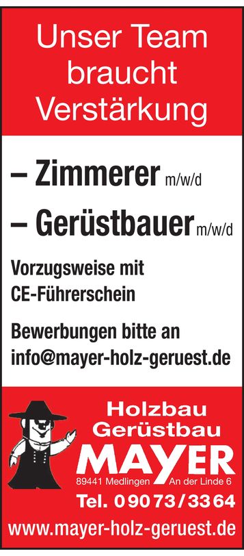 Zimmerer, Gerüstbauer (m/w/d) 