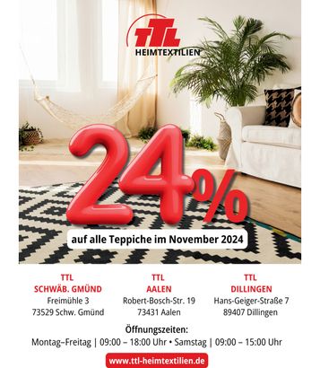 24% auf alle Teppiche im November