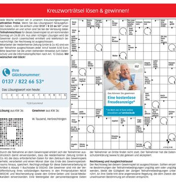 Kreuzworträtsel WZ Freudeanzeige