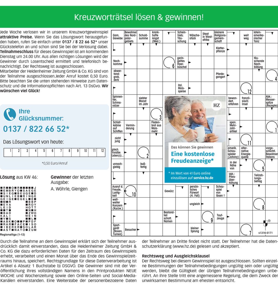 Kreuzworträtsel NW Freudeanzeige